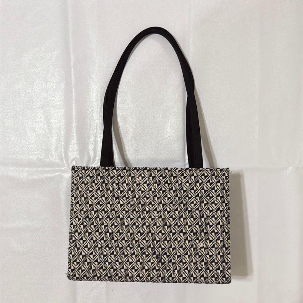 Chic blue and White Geometric Tote Bag Made in Korea